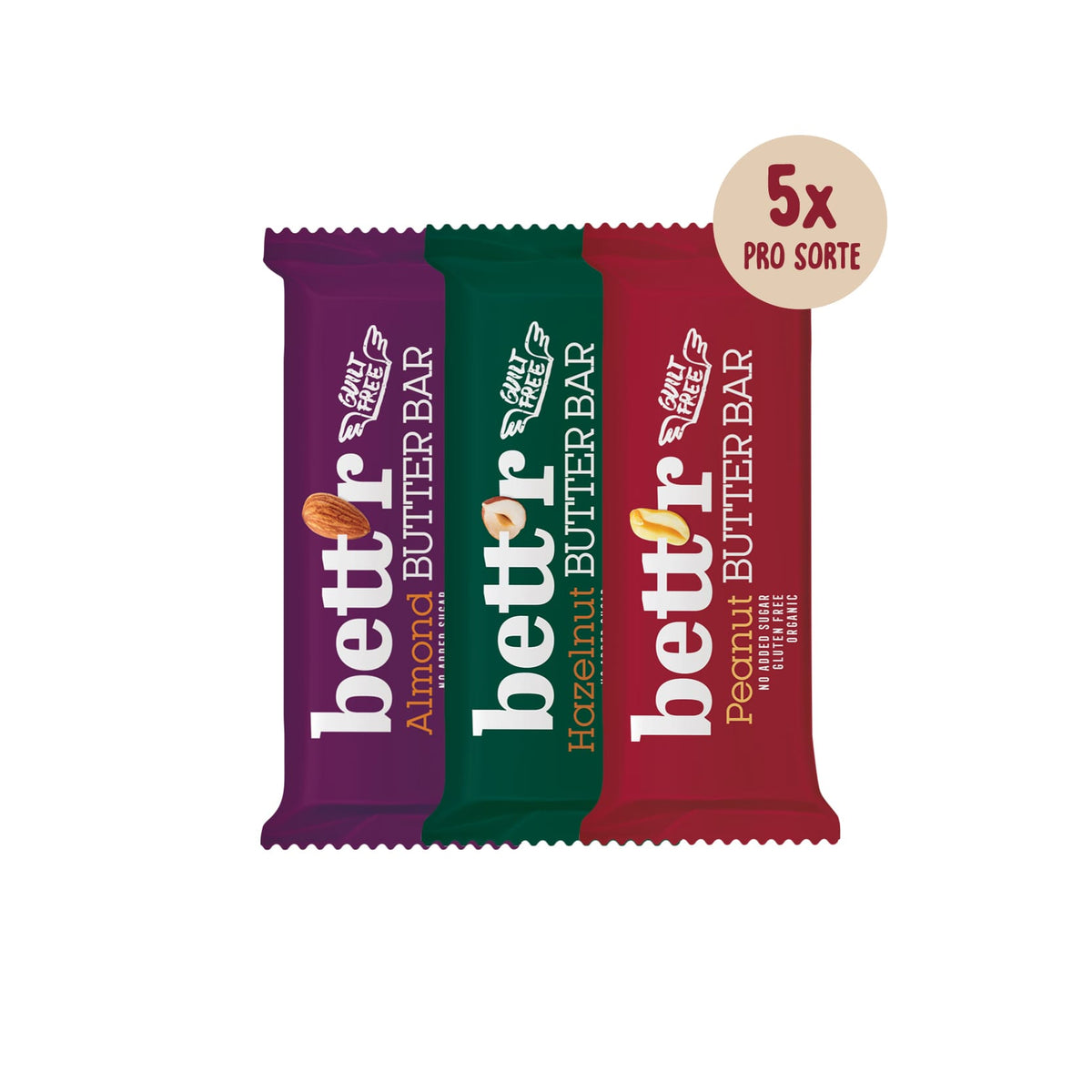 Bett'r Nussmus Riegel Probierpaket Bio Nussmus-Riegel Mixed Box (15 Riegel)