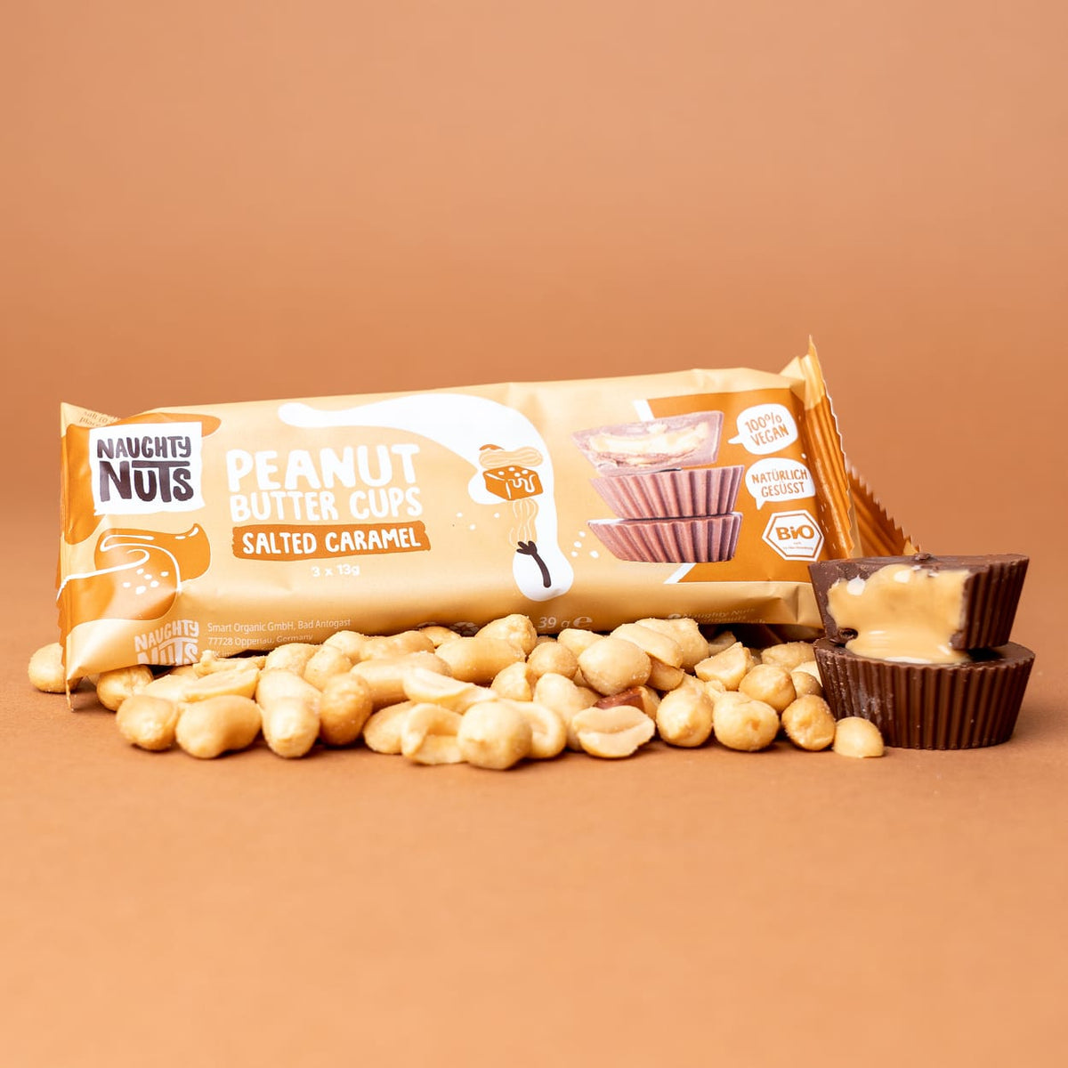 Bio Nutbutter Cups Mixed Box mit Erdnussbutter-Cups und Erdnüssen